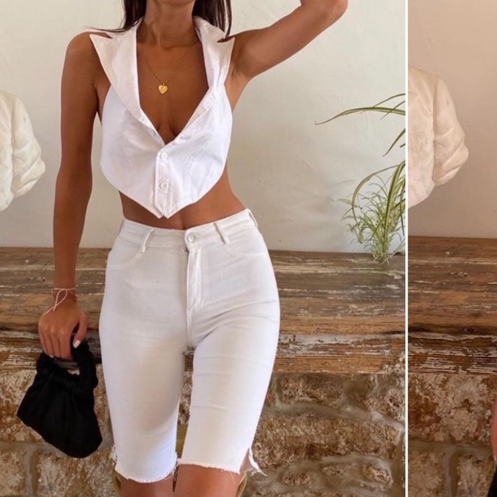 Black Backless Crop Vest